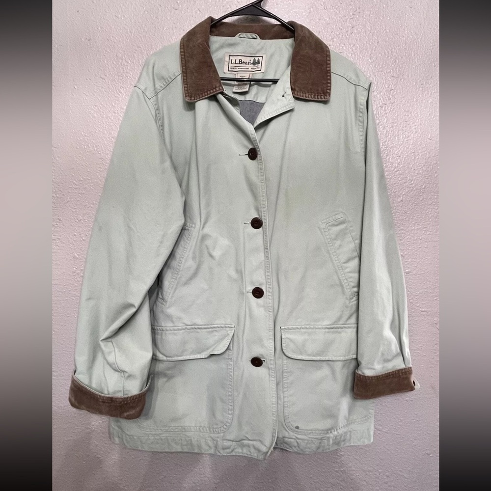 Vintage LL Bean Barn Coat Work Chore Jacket Womens XL Lt Blue/Green